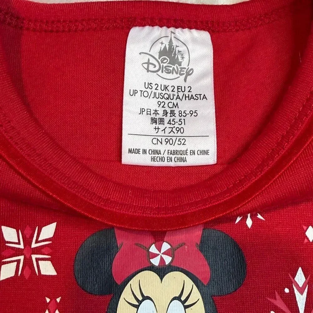 Disney Girls Nightshirt Santa Minnie I'm on the Nice List 2T Preowned Christmas - Picture 3 of 5